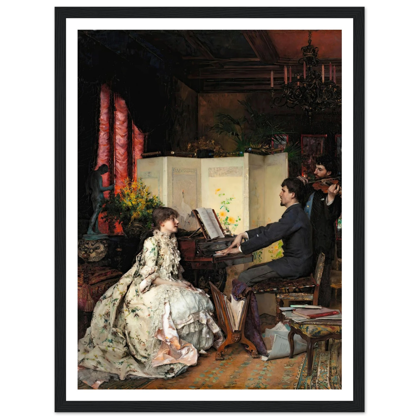 The duet (1883) Art Print | Pascal Adolphe Jean Dagnan Bouveret - Framed Poster - 30x40 cm / 12x16″ - Black frame