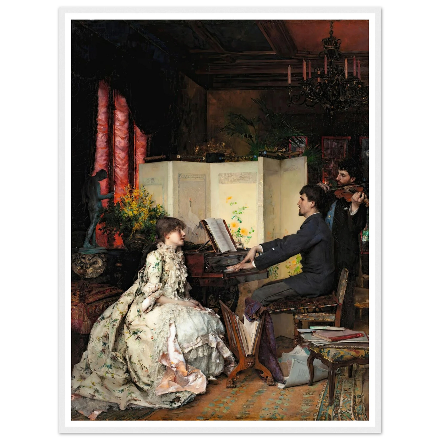 The duet (1883) Art Print | Pascal Adolphe Jean Dagnan Bouveret - Framed Poster - 30x40 cm / 12x16″ - Black frame