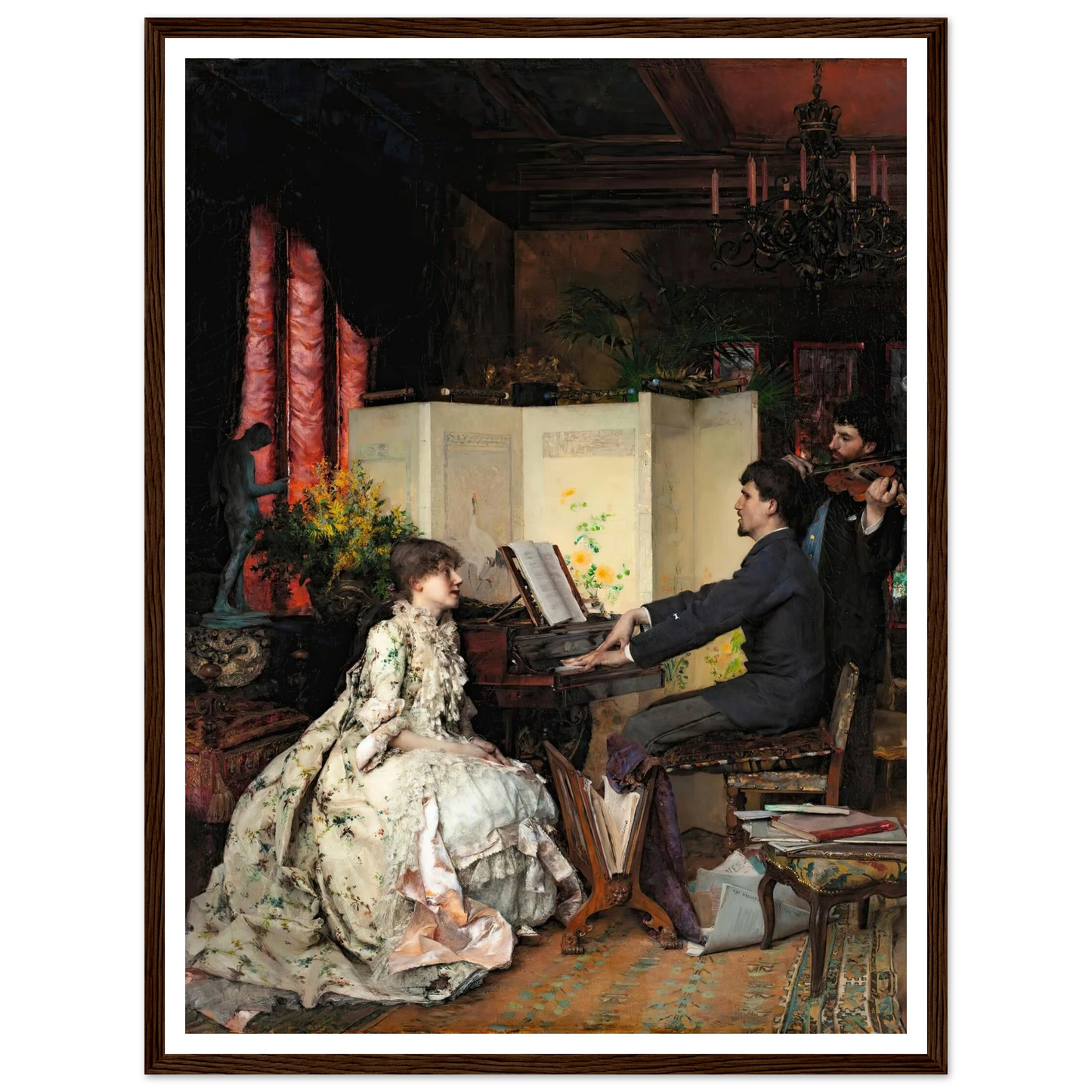 The duet (1883) Art Print | Pascal Adolphe Jean Dagnan Bouveret - Framed Poster - 30x40 cm / 12x16″ - Black frame