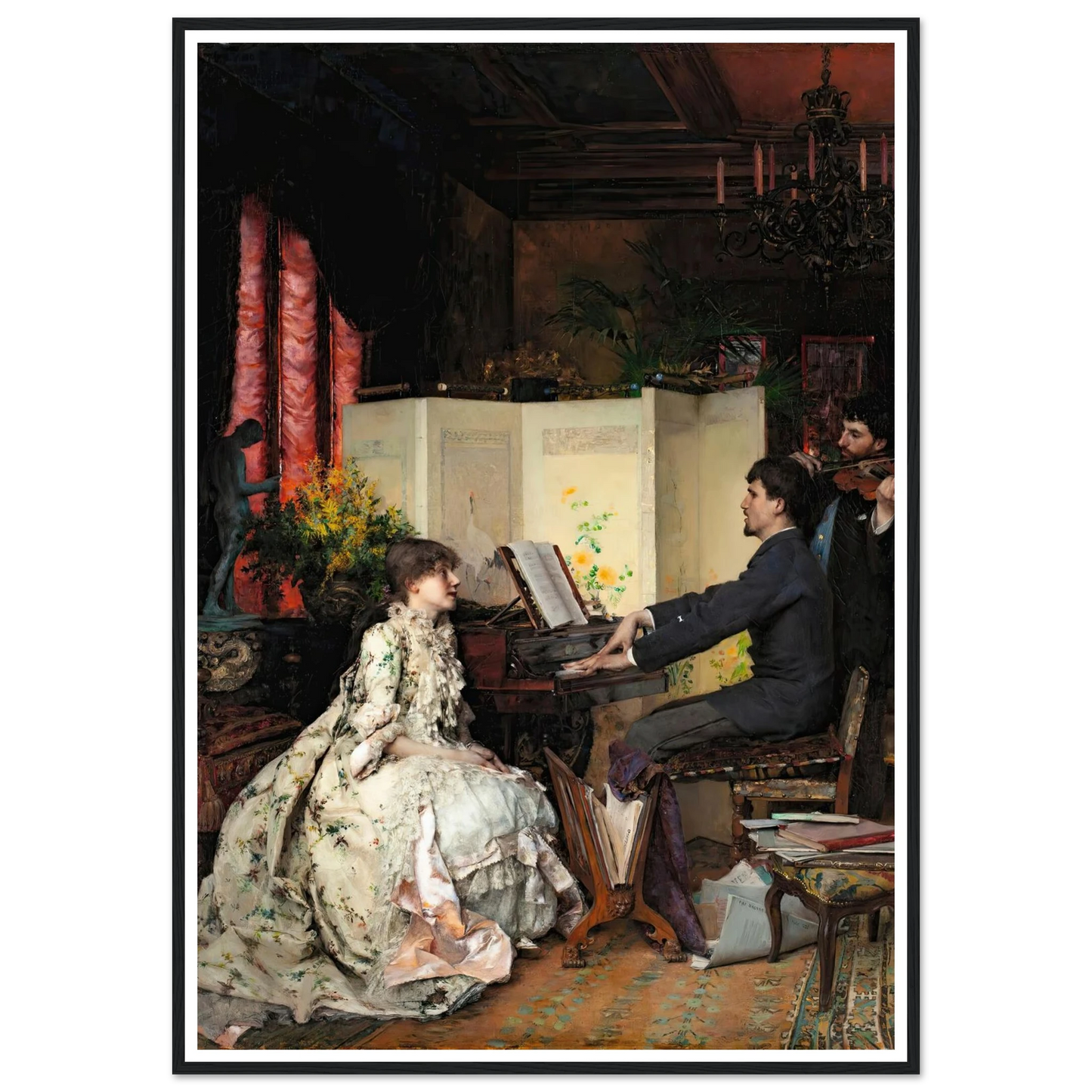 The duet (1883) Art Print | Pascal Adolphe Jean Dagnan Bouveret - Framed Poster - 30x40 cm / 12x16″ - Black frame