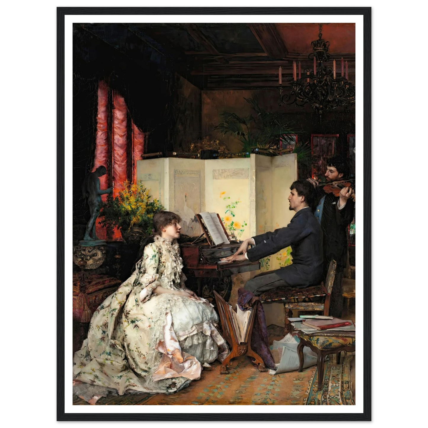 The duet (1883) Art Print | Pascal Adolphe Jean Dagnan Bouveret - Framed Poster - 30x40 cm / 12x16″ - Black frame