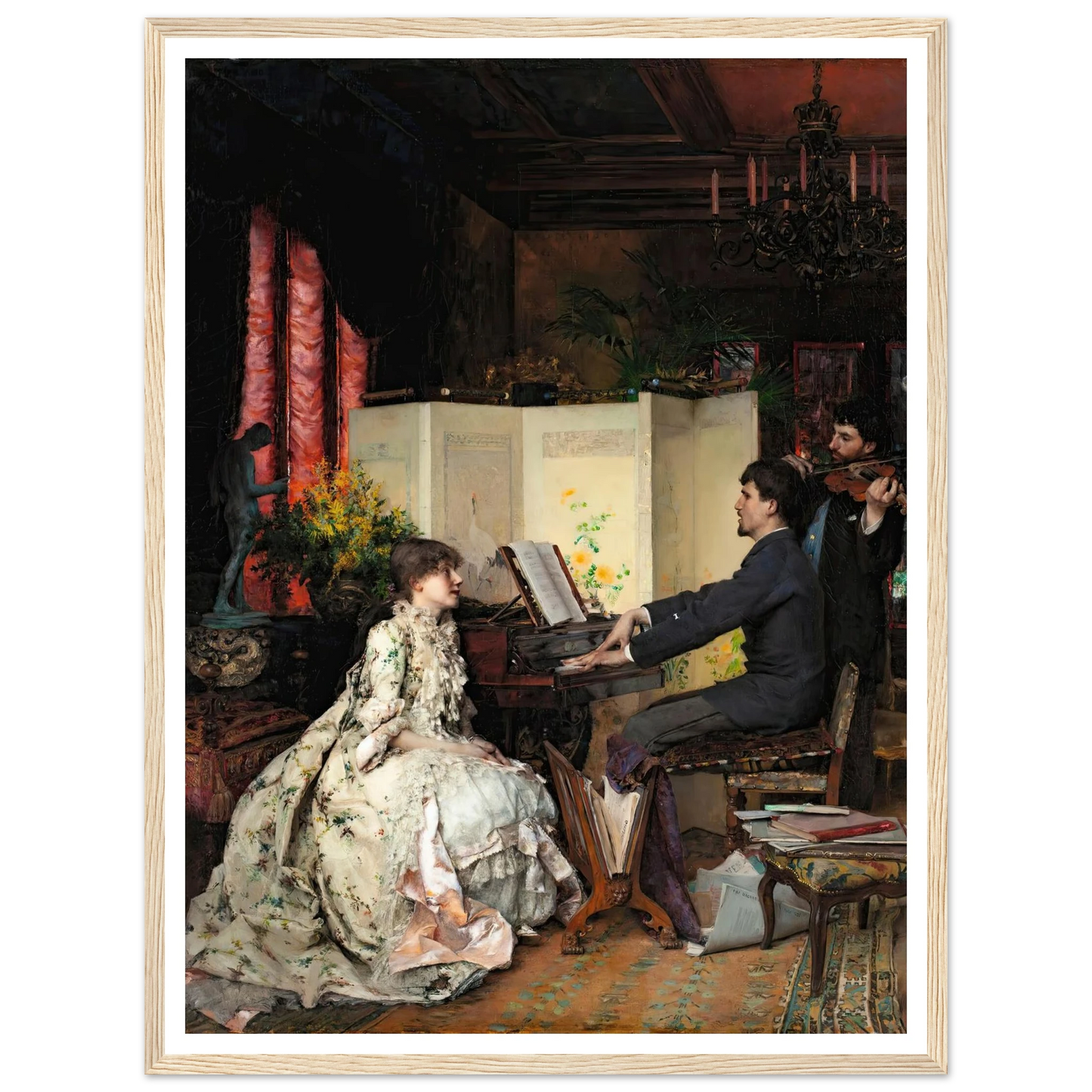 The duet (1883) Art Print | Pascal Adolphe Jean Dagnan Bouveret - Framed Poster - 30x40 cm / 12x16″ - Black frame