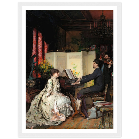 The duet (1883) Art Print | Pascal Adolphe Jean Dagnan Bouveret - Framed Poster - 30x40 cm / 12x16″ - Black frame