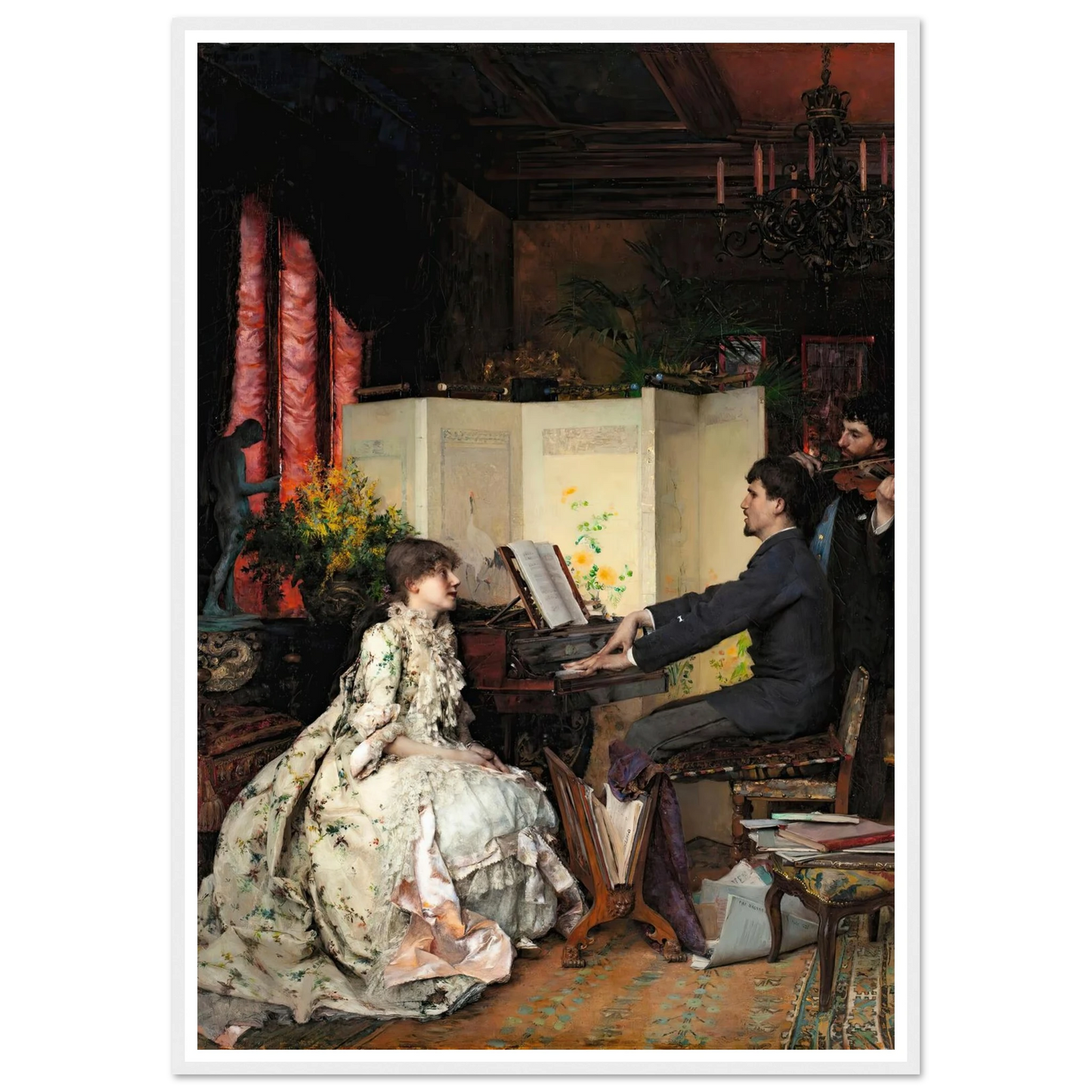The duet (1883) Art Print | Pascal Adolphe Jean Dagnan Bouveret - Framed Poster - 30x40 cm / 12x16″ - Black frame