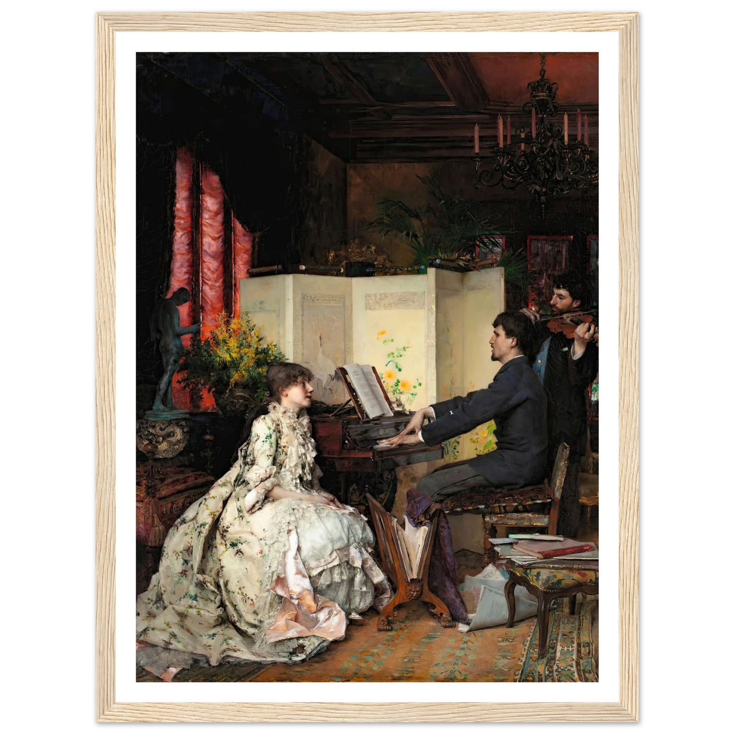 The duet (1883) Art Print | Pascal Adolphe Jean Dagnan Bouveret - Framed Poster - 30x40 cm / 12x16″ - Black frame