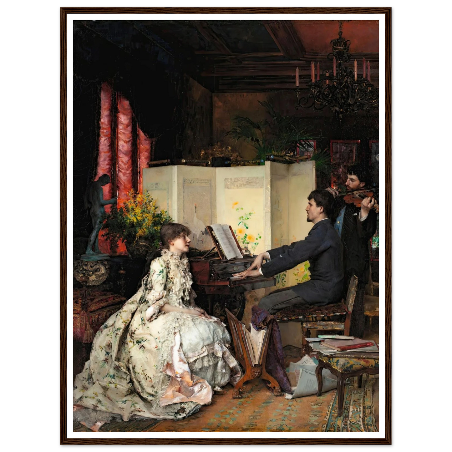The duet (1883) Art Print | Pascal Adolphe Jean Dagnan Bouveret - Framed Poster - 30x40 cm / 12x16″ - Black frame