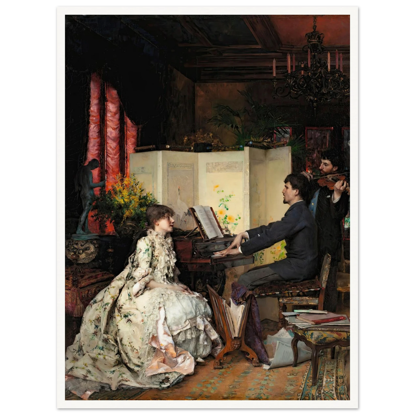 The duet (1883) Art Print | Pascal Adolphe Jean Dagnan Bouveret - Framed Poster - 30x40 cm / 12x16″ - Black frame