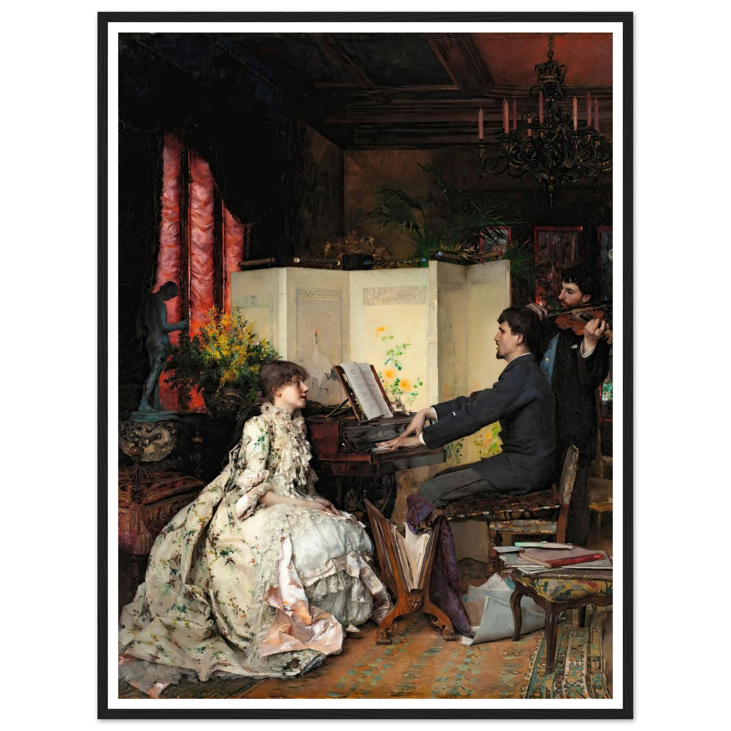 The duet (1883) Art Print | Pascal Adolphe Jean Dagnan Bouveret - Framed Poster - 30x40 cm / 12x16″ - Black frame
