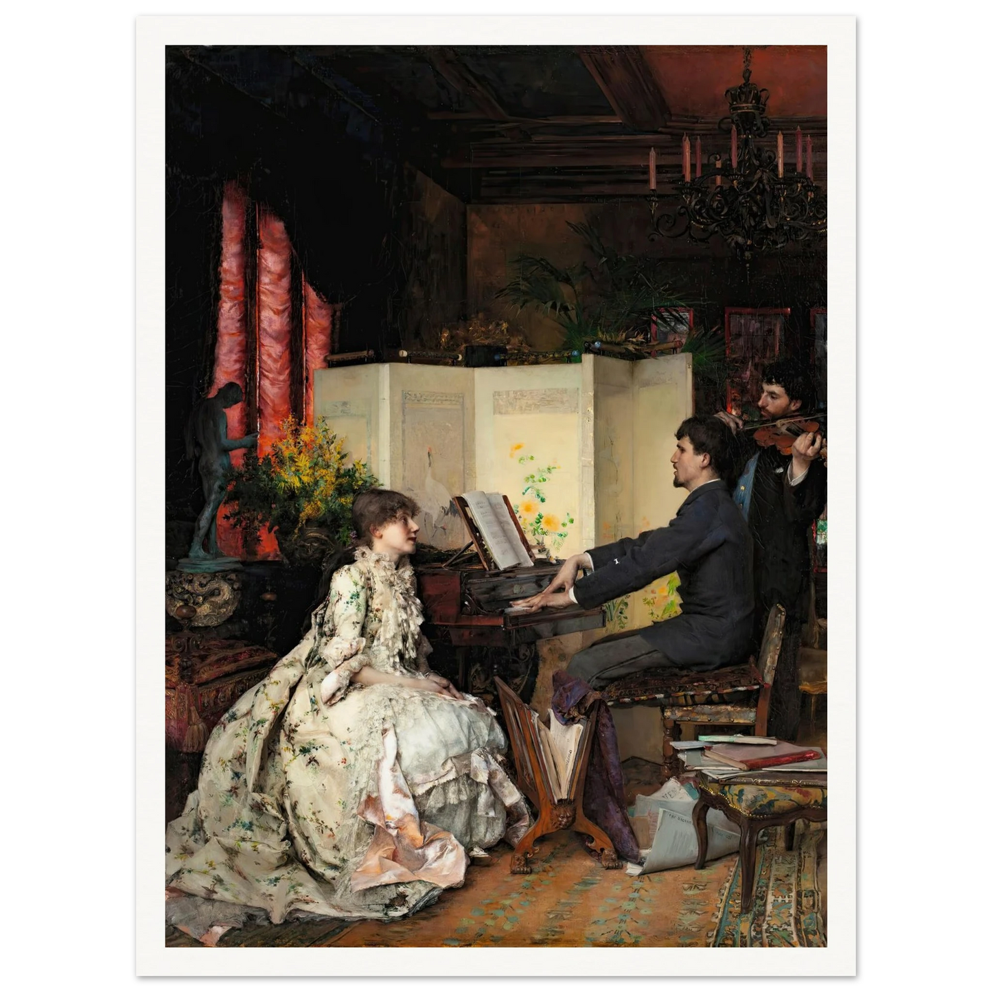 The duet (1883) Art Print | Pascal Adolphe Jean Dagnan Bouveret - Framed Poster - 30x40 cm / 12x16″ - Black frame