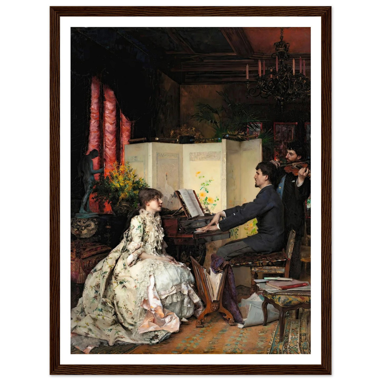 The duet (1883) Art Print | Pascal Adolphe Jean Dagnan Bouveret - Framed Poster - 30x40 cm / 12x16″ - Black frame