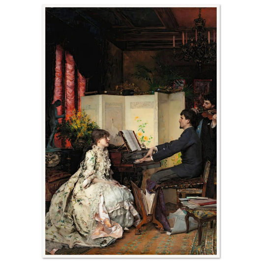 The duet (1883) Art Print | Pascal Adolphe Jean Dagnan Bouveret - Framed Poster - 30x40 cm / 12x16″ - Black frame