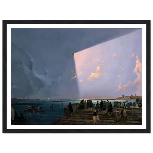 The Eclipse of the Sun in Venice, July 6, 1842 (1800s) Art Print | Ippolito Caffi - Framed Poster - 30x40 cm / 12x16″ - Black frame