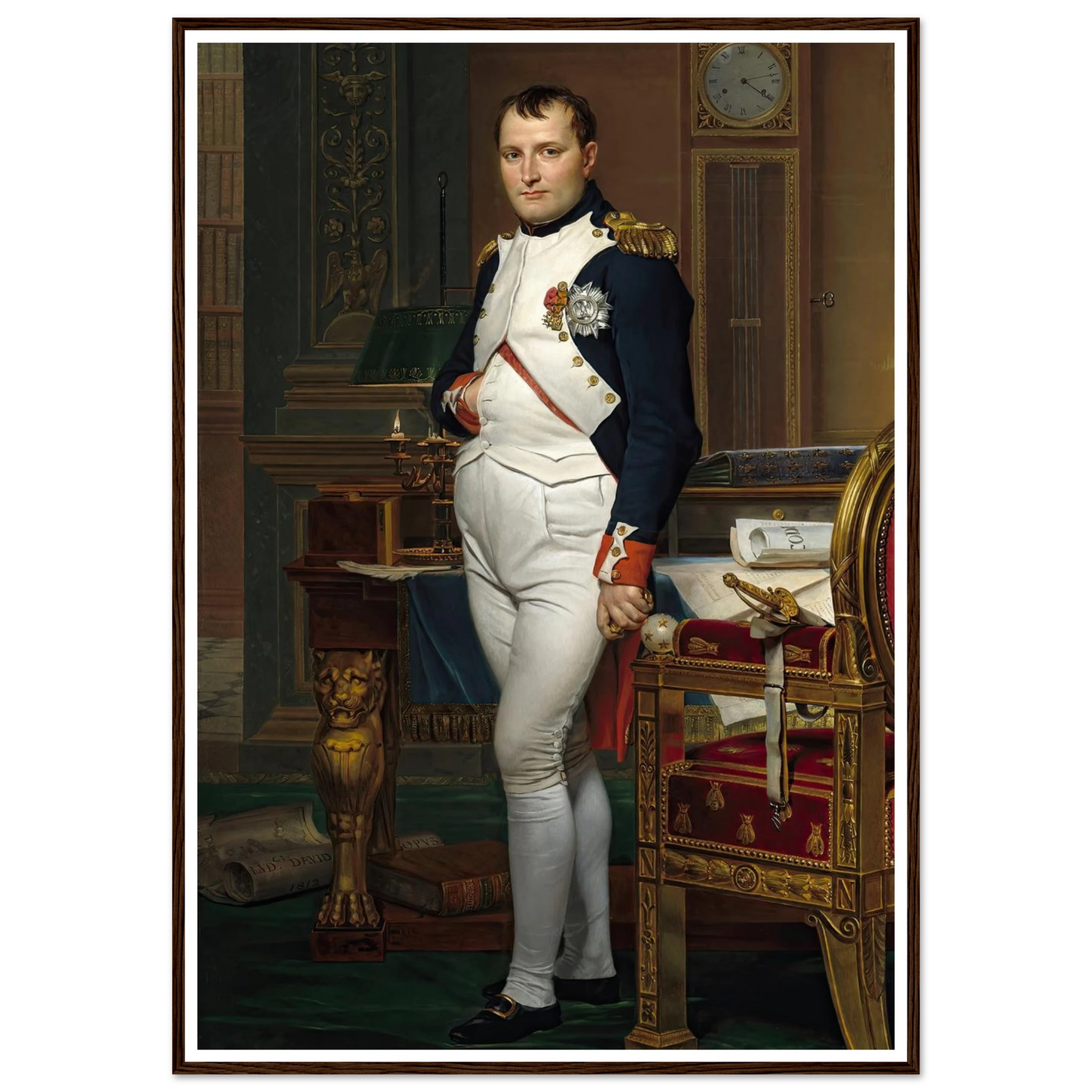 The Emperor Napoleon in His Study at the Tuileries (1812) Art Print | Jacques Louis David - Framed Poster - 30x40 cm / 12x16″ - Black frame