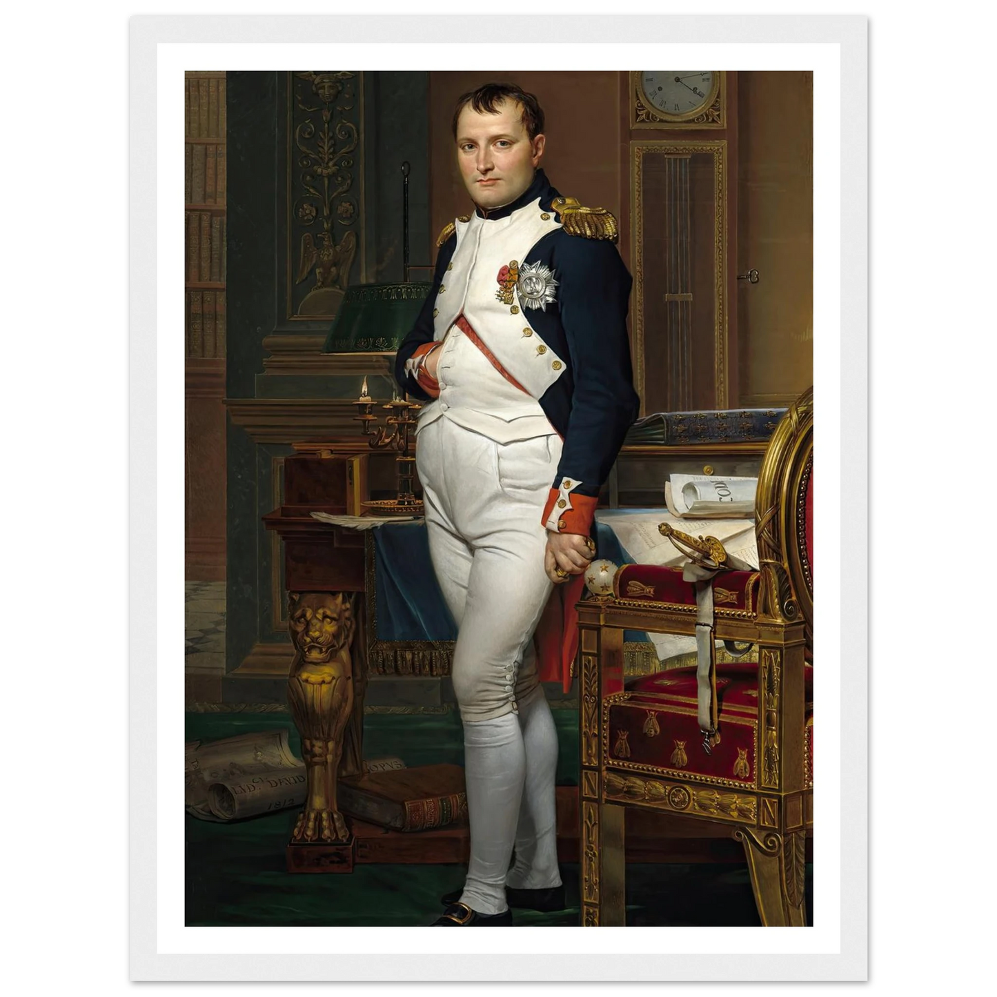 The Emperor Napoleon in His Study at the Tuileries (1812) Art Print | Jacques Louis David - Framed Poster - 30x40 cm / 12x16″ - Black frame