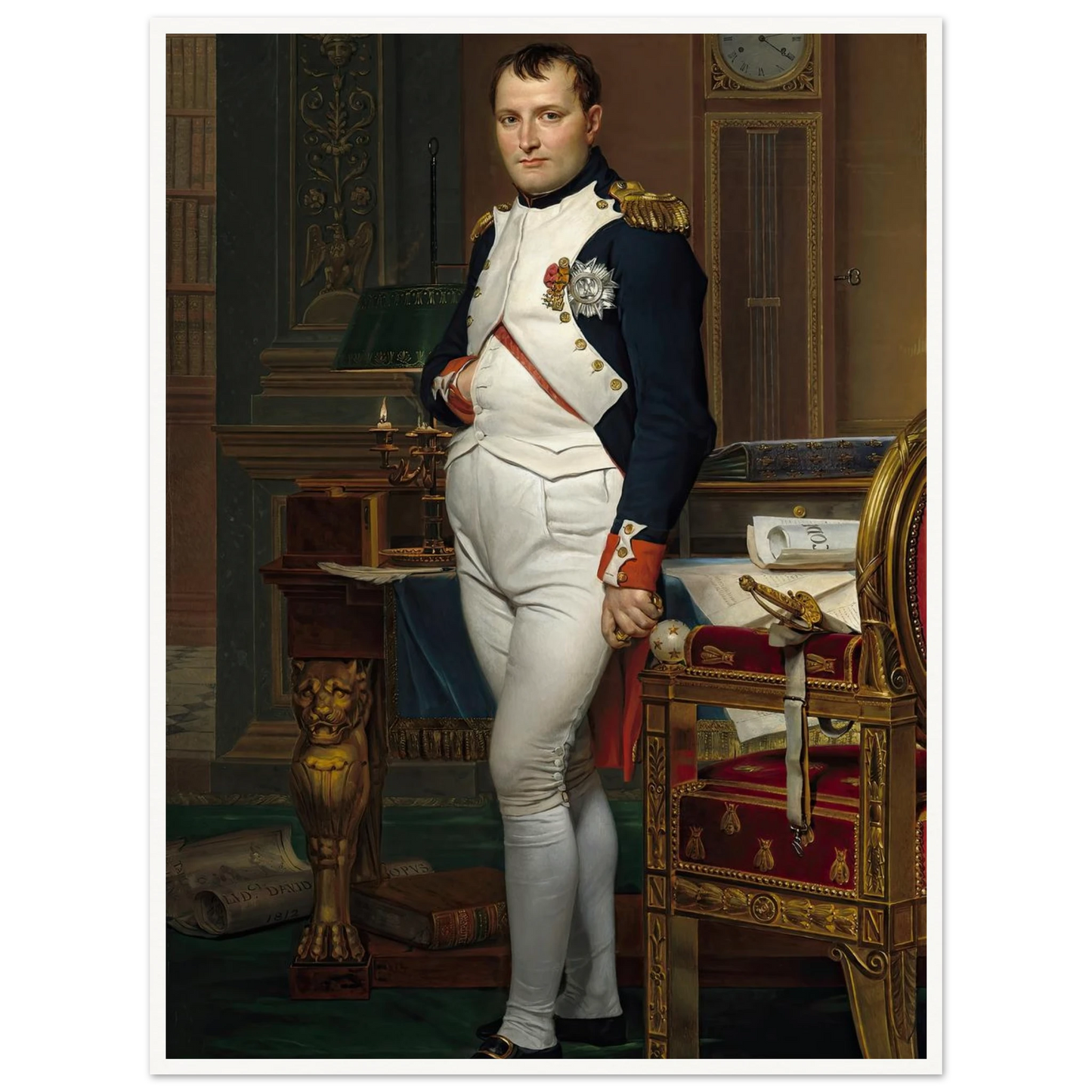 The Emperor Napoleon in His Study at the Tuileries (1812) Art Print | Jacques Louis David - Framed Poster - 30x40 cm / 12x16″ - Black frame