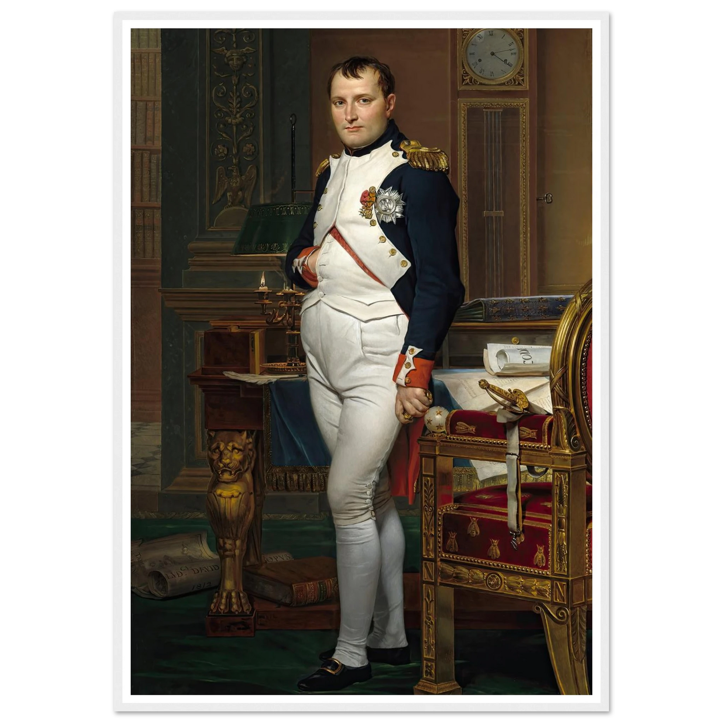 The Emperor Napoleon in His Study at the Tuileries (1812) Art Print | Jacques Louis David - Framed Poster - 30x40 cm / 12x16″ - Black frame
