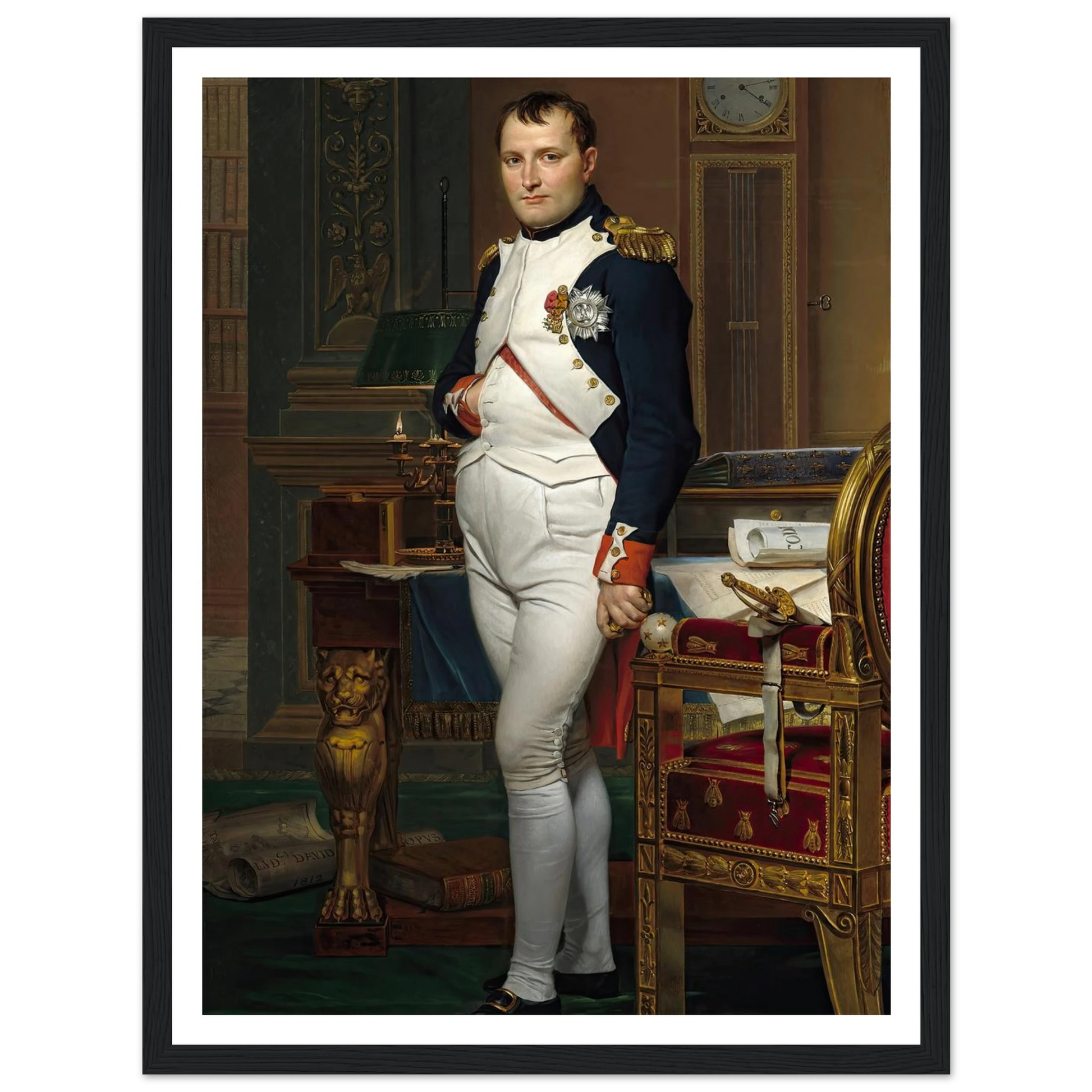 The Emperor Napoleon in His Study at the Tuileries (1812) Art Print | Jacques Louis David - Framed Poster - 30x40 cm / 12x16″ - Black frame