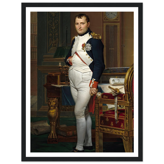 The Emperor Napoleon in His Study at the Tuileries (1812) Art Print | Jacques Louis David - Framed Poster - 30x40 cm / 12x16″ - Black frame