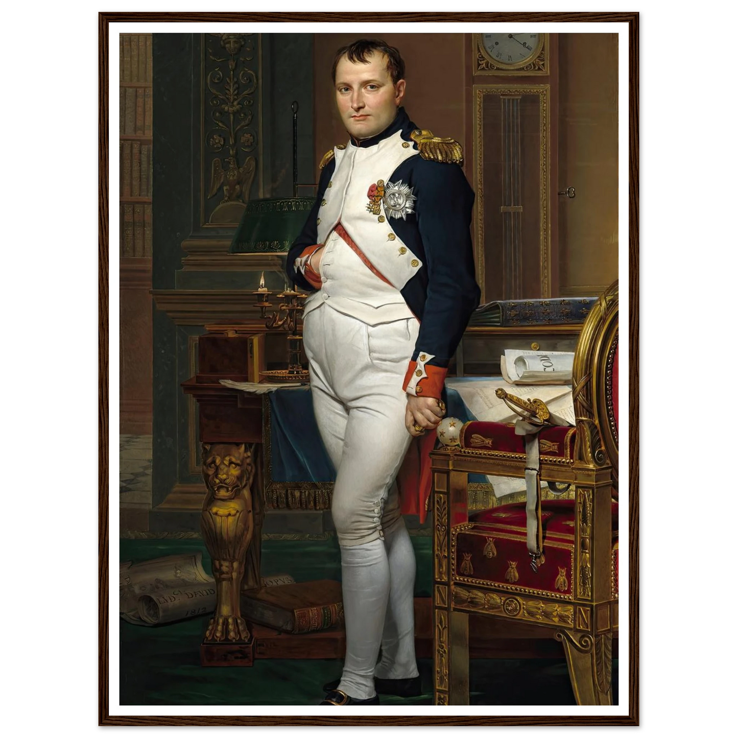 The Emperor Napoleon in His Study at the Tuileries (1812) Art Print | Jacques Louis David - Framed Poster - 30x40 cm / 12x16″ - Black frame