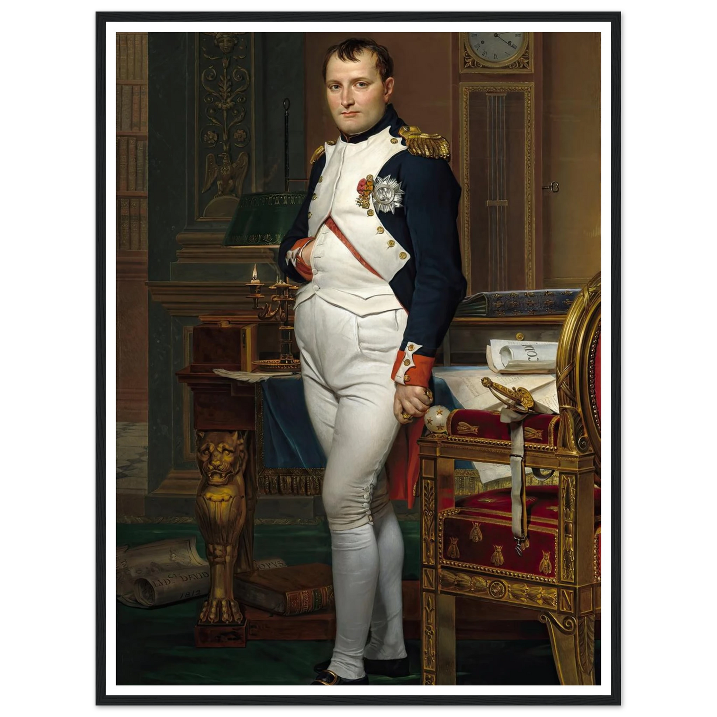 The Emperor Napoleon in His Study at the Tuileries (1812) Art Print | Jacques Louis David - Framed Poster - 30x40 cm / 12x16″ - Black frame