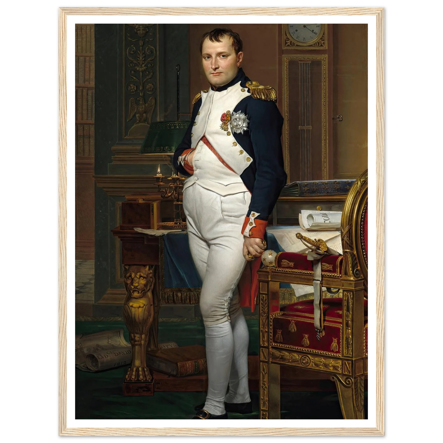 The Emperor Napoleon in His Study at the Tuileries (1812) Art Print | Jacques Louis David - Framed Poster - 30x40 cm / 12x16″ - Black frame
