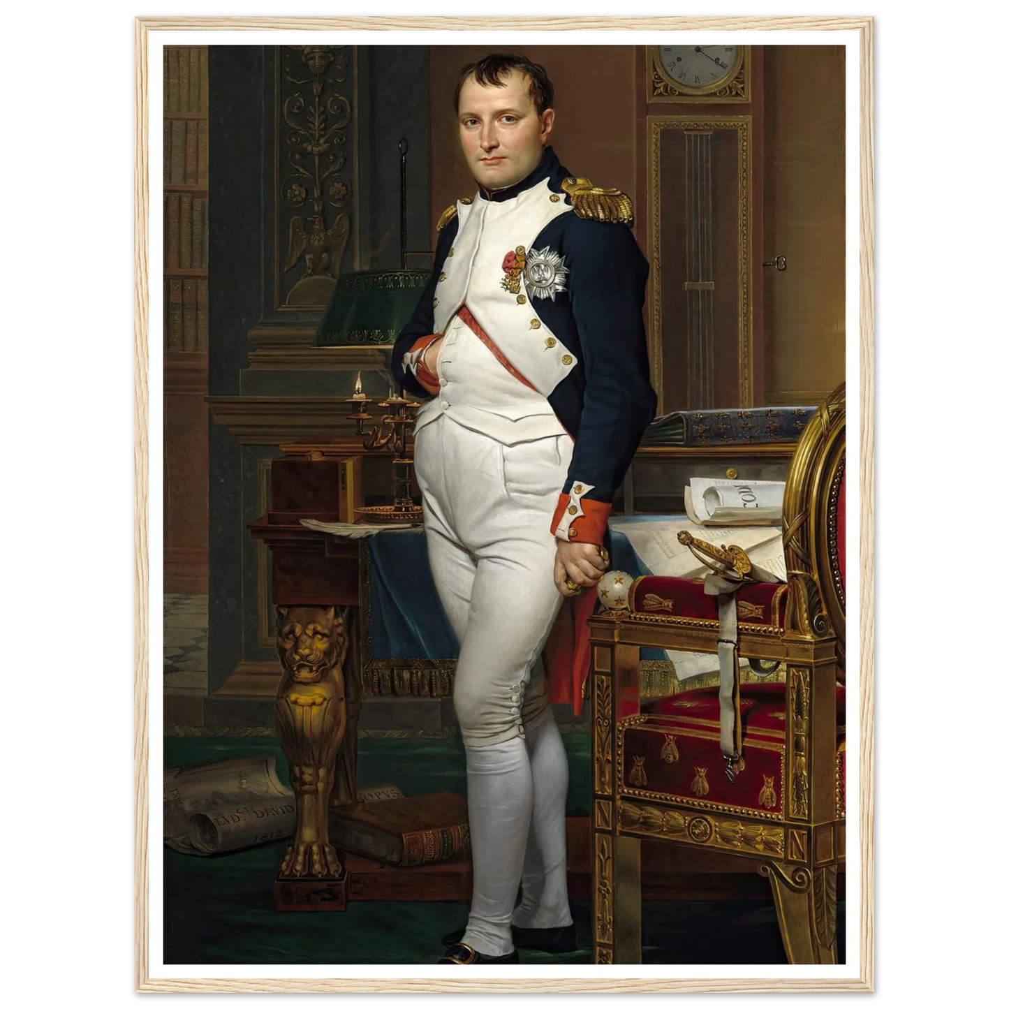 The Emperor Napoleon in His Study at the Tuileries (1812) Art Print | Jacques Louis David - Framed Poster - 30x40 cm / 12x16″ - Black frame