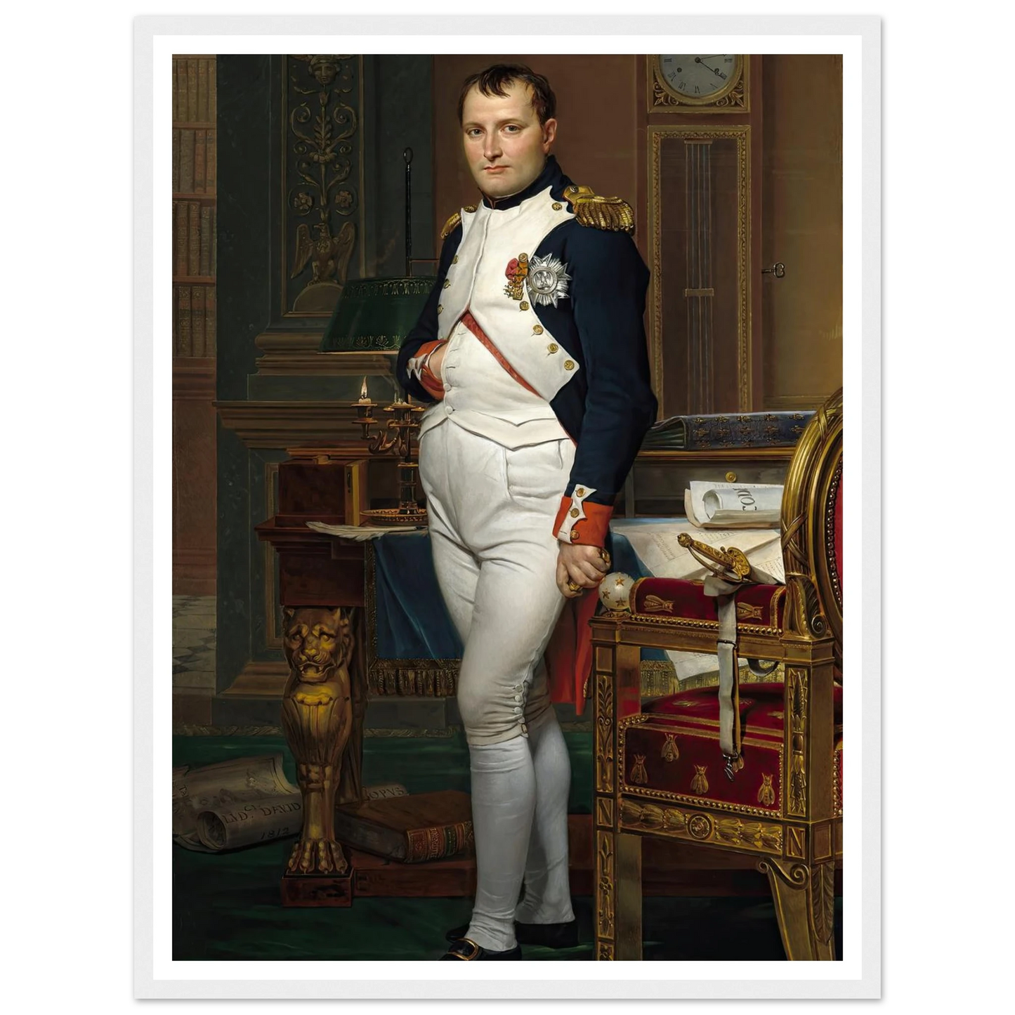 The Emperor Napoleon in His Study at the Tuileries (1812) Art Print | Jacques Louis David - Framed Poster - 30x40 cm / 12x16″ - Black frame