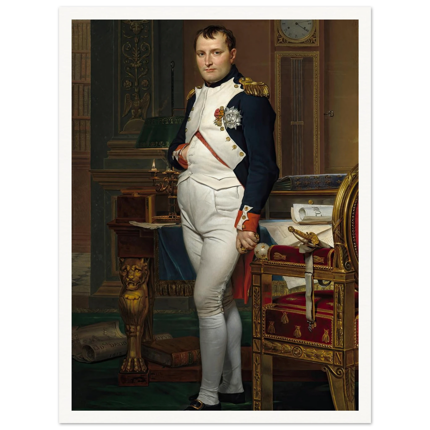 The Emperor Napoleon in His Study at the Tuileries (1812) Art Print | Jacques Louis David - Framed Poster - 30x40 cm / 12x16″ - Black frame