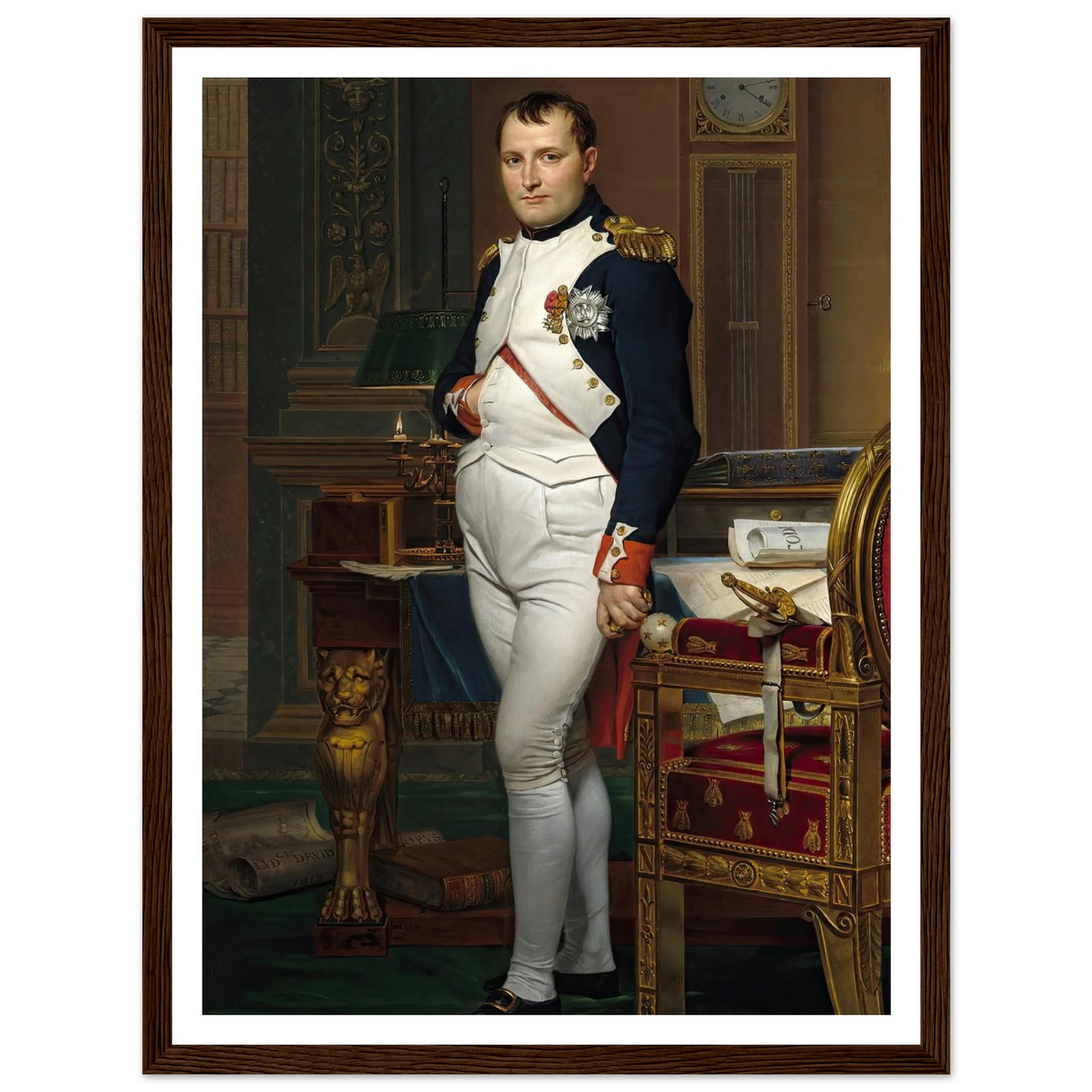 The Emperor Napoleon in His Study at the Tuileries (1812) Art Print | Jacques Louis David - Framed Poster - 30x40 cm / 12x16″ - Black frame