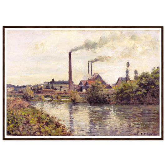 The Factory at Pontoise Art Print | Camille Pissarro - Framed Poster - 70x100 cm / 28x40″ - Black frame