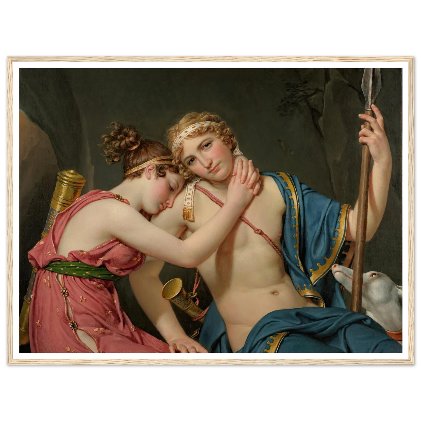 The Farewell Of Telemachus And Eucharis (1818) Art Print | Jacques Louis David - Framed Poster - 30x40 cm / 12x16″ - Black frame