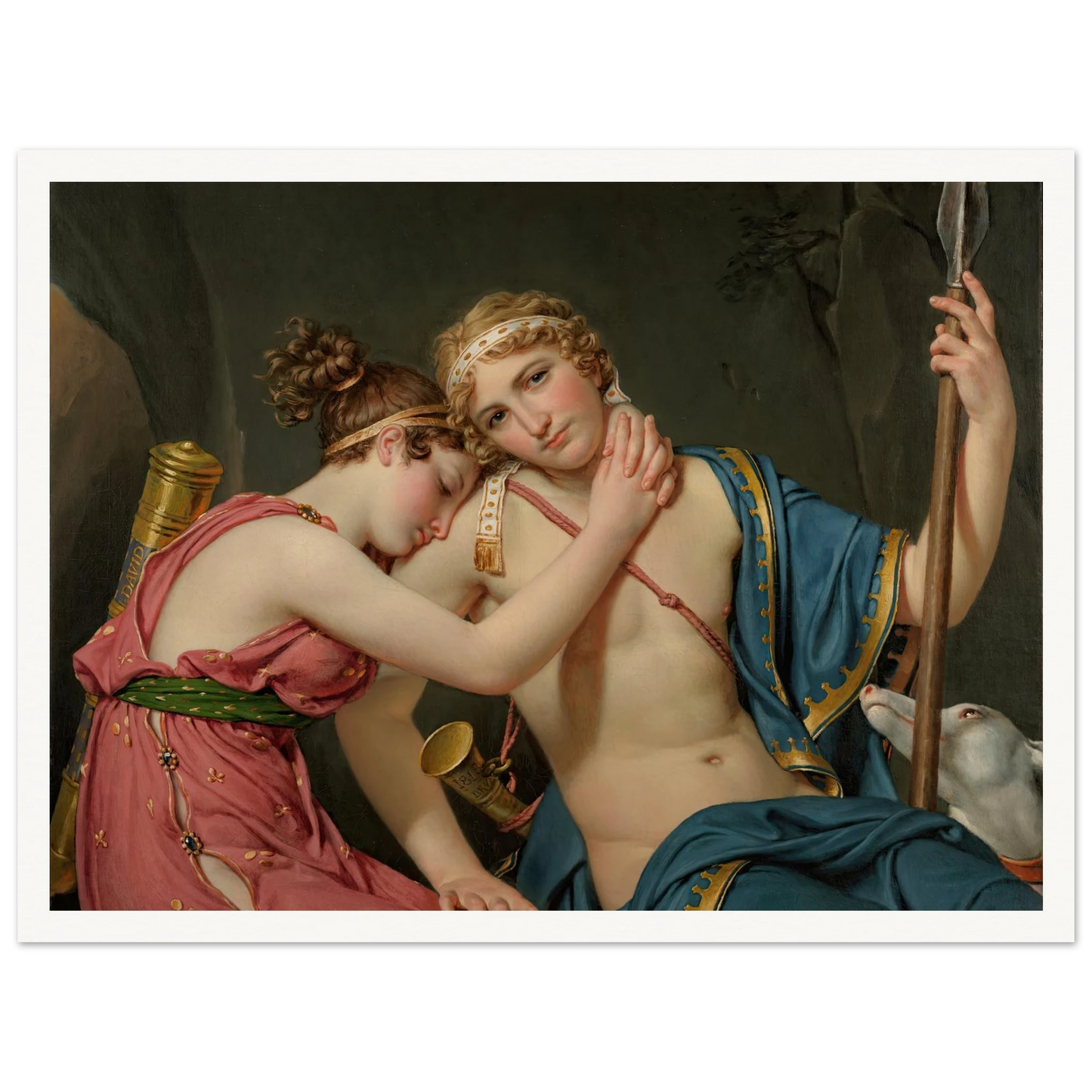 The Farewell Of Telemachus And Eucharis (1818) Art Print | Jacques Louis David - Framed Poster - 30x40 cm / 12x16″ - Black frame
