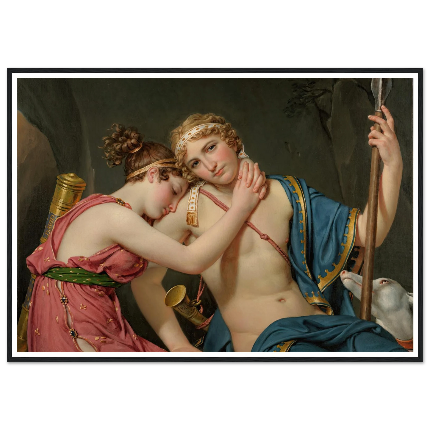 The Farewell Of Telemachus And Eucharis (1818) Art Print | Jacques Louis David - Framed Poster - 30x40 cm / 12x16″ - Black frame