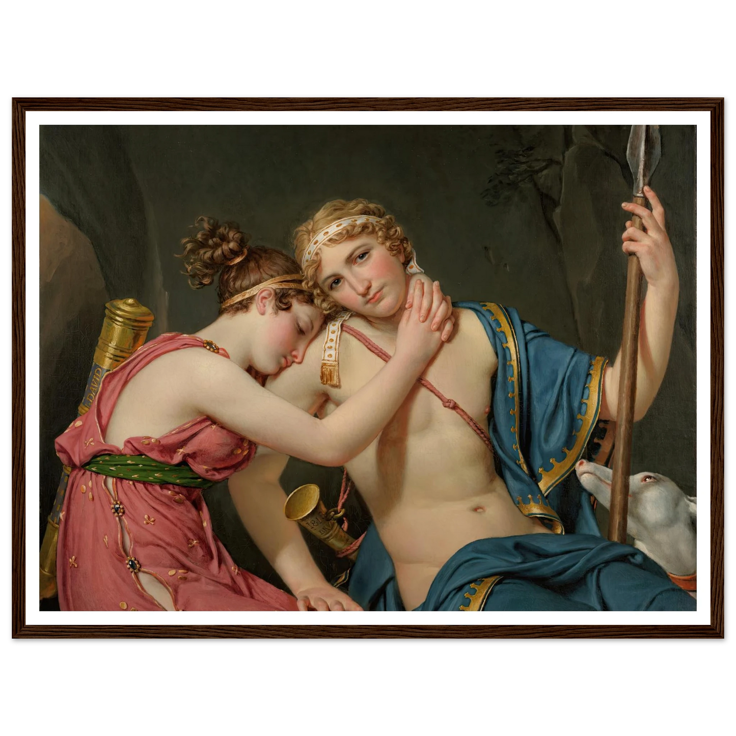 The Farewell Of Telemachus And Eucharis (1818) Art Print | Jacques Louis David - Framed Poster - 30x40 cm / 12x16″ - Black frame