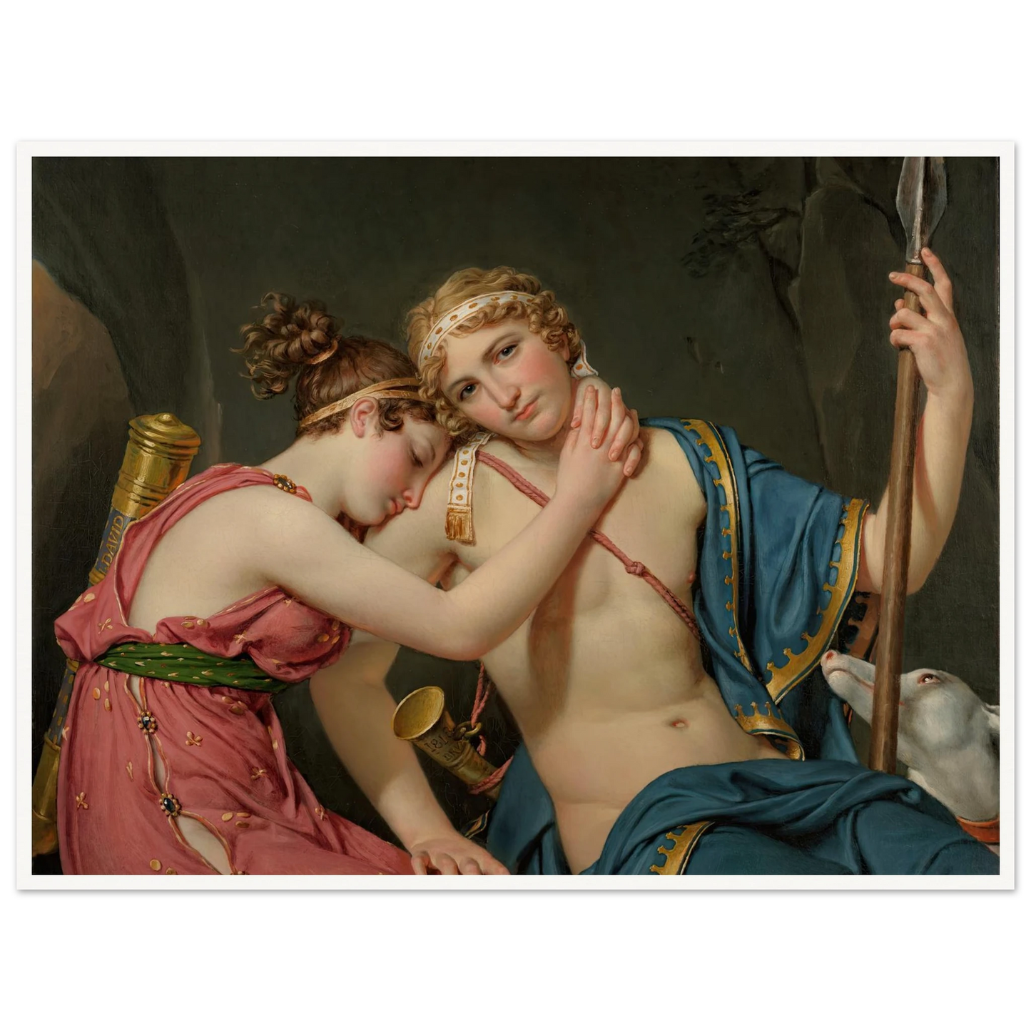 The Farewell Of Telemachus And Eucharis (1818) Art Print | Jacques Louis David - Framed Poster - 30x40 cm / 12x16″ - Black frame