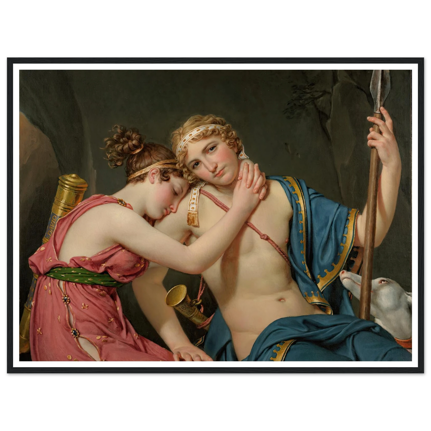 The Farewell Of Telemachus And Eucharis (1818) Art Print | Jacques Louis David - Framed Poster - 30x40 cm / 12x16″ - Black frame