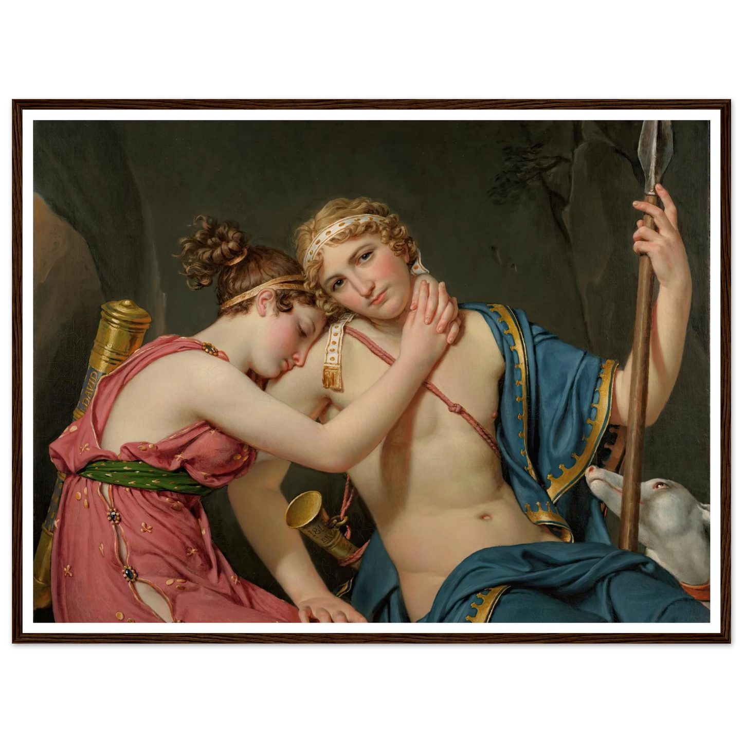 The Farewell Of Telemachus And Eucharis (1818) Art Print | Jacques Louis David - Framed Poster - 30x40 cm / 12x16″ - Black frame