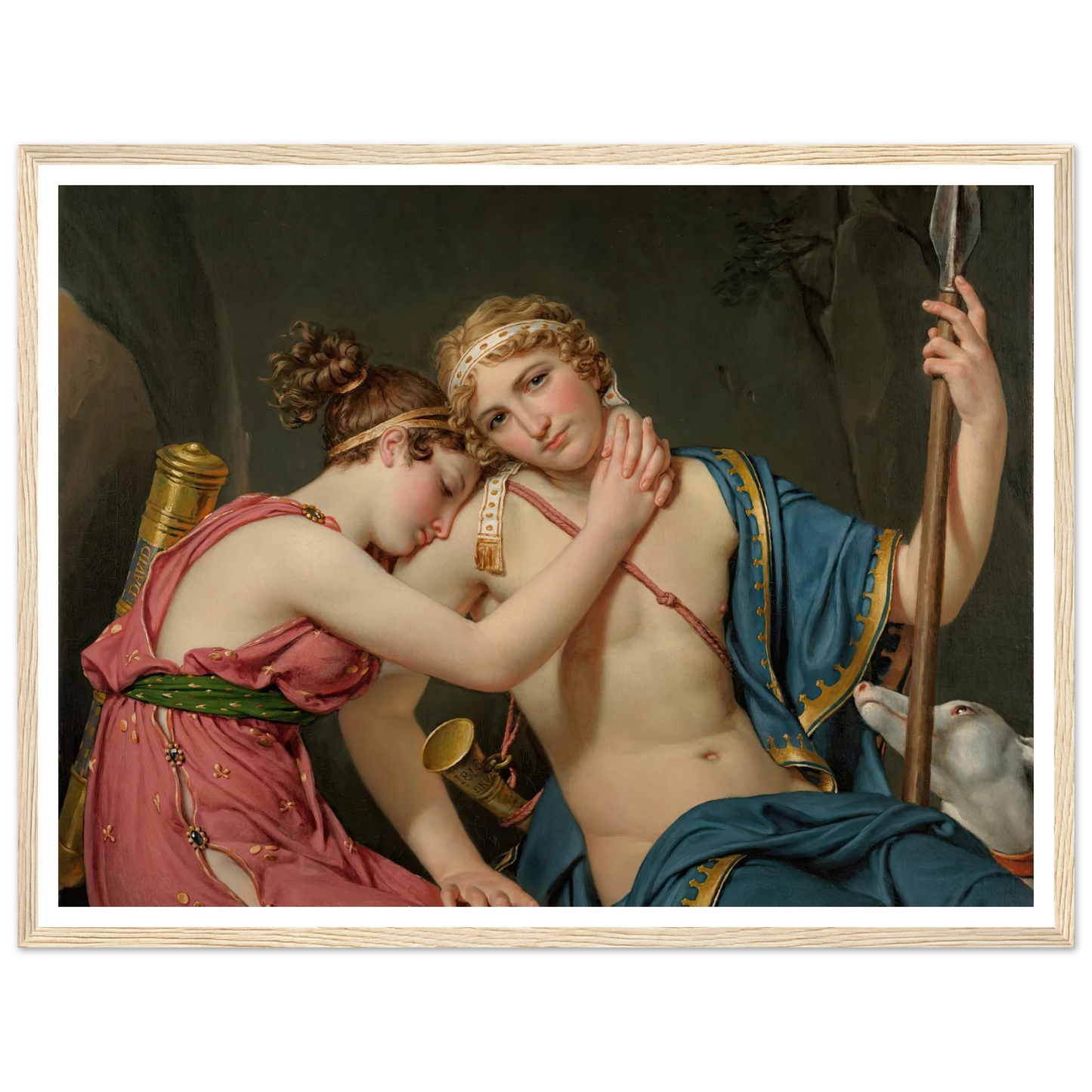 The Farewell Of Telemachus And Eucharis (1818) Art Print | Jacques Louis David - Framed Poster - 30x40 cm / 12x16″ - Black frame