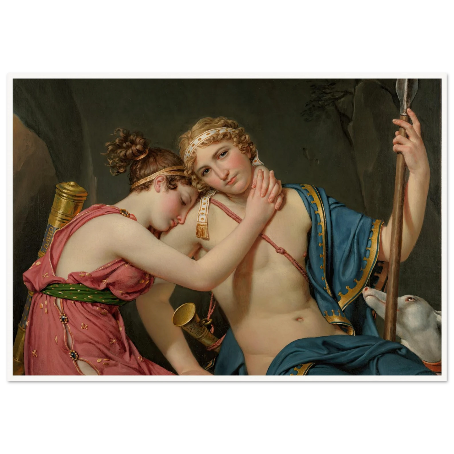 The Farewell Of Telemachus And Eucharis (1818) Art Print | Jacques Louis David - Framed Poster - 30x40 cm / 12x16″ - Black frame