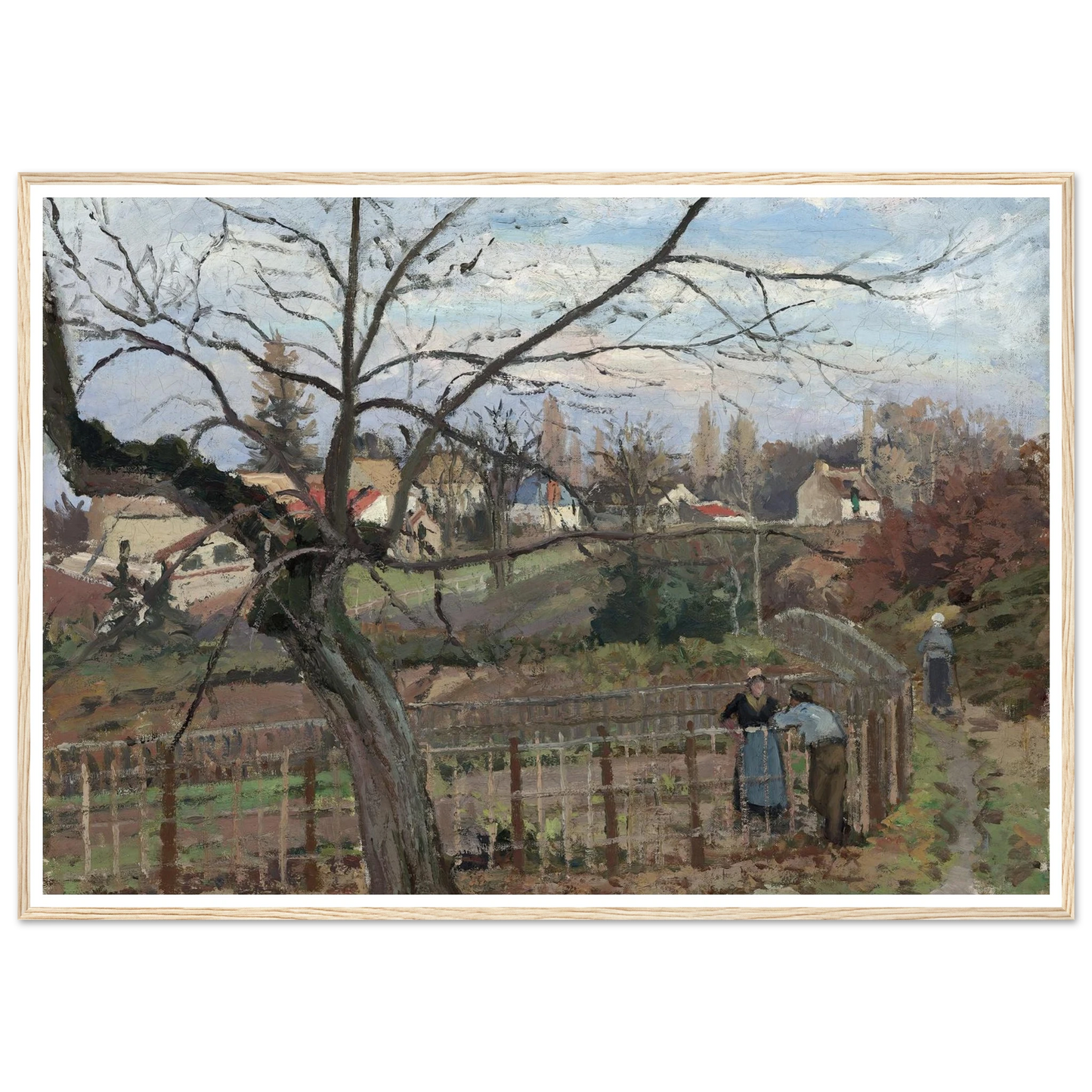 The Fence (1872) Art Print | Camille Pissarro - Framed Poster - 30x40 cm / 12x16″ - Black frame