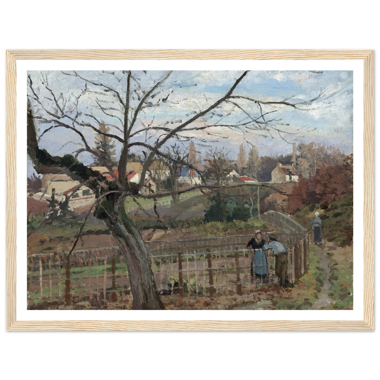 The Fence (1872) Art Print | Camille Pissarro - Framed Poster - 30x40 cm / 12x16″ - Black frame