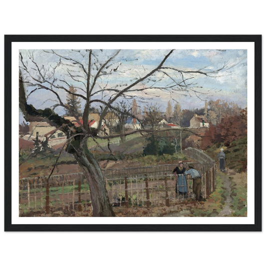 The Fence (1872) Art Print | Camille Pissarro - Framed Poster - 30x40 cm / 12x16″ - Black frame