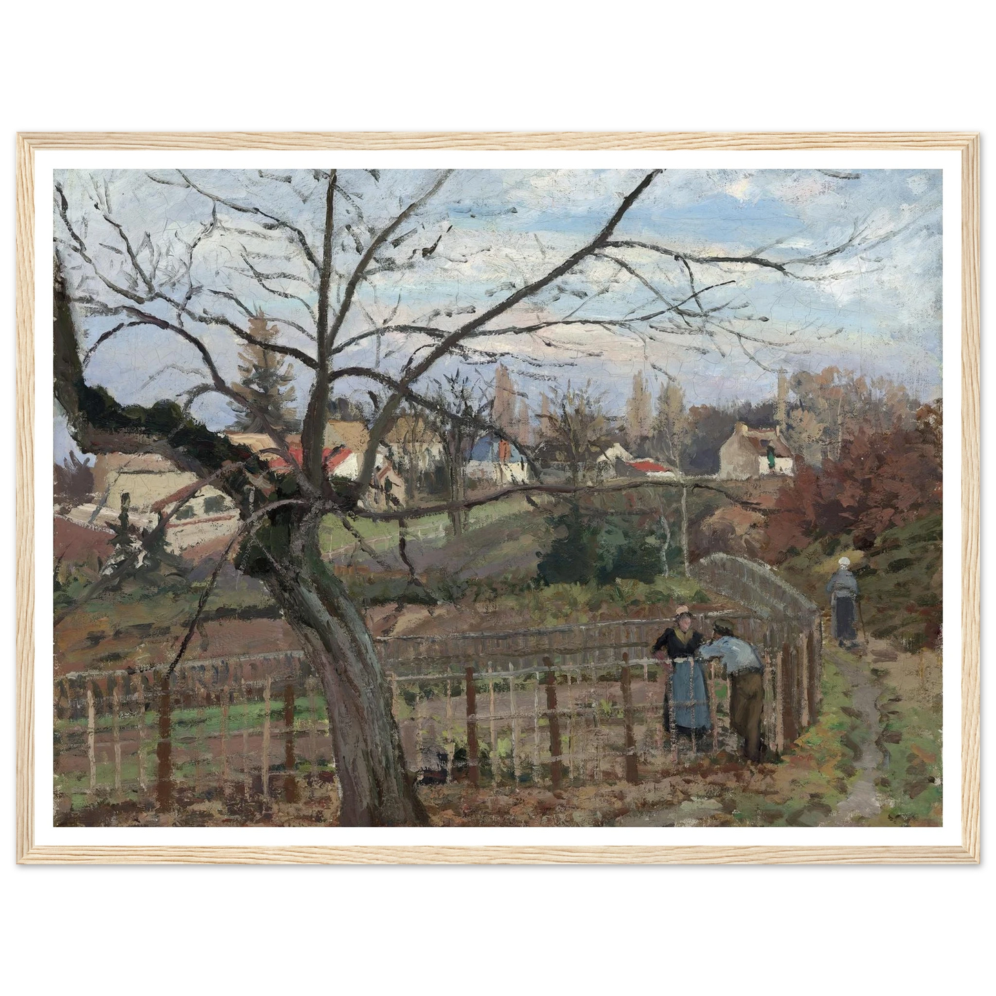 The Fence (1872) Art Print | Camille Pissarro - Framed Poster - 30x40 cm / 12x16″ - Black frame
