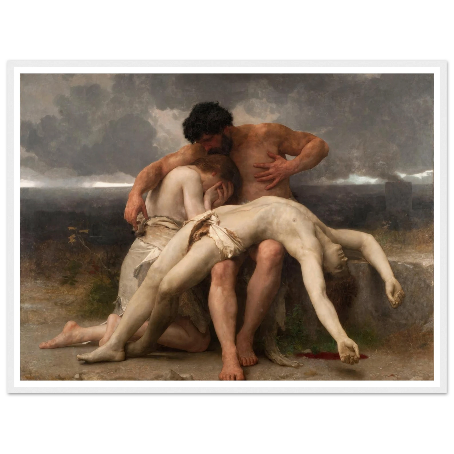 The First Mourning (1888) Art Print | William Bouguereau - Framed Poster - 30x40 cm / 12x16″ - Black frame