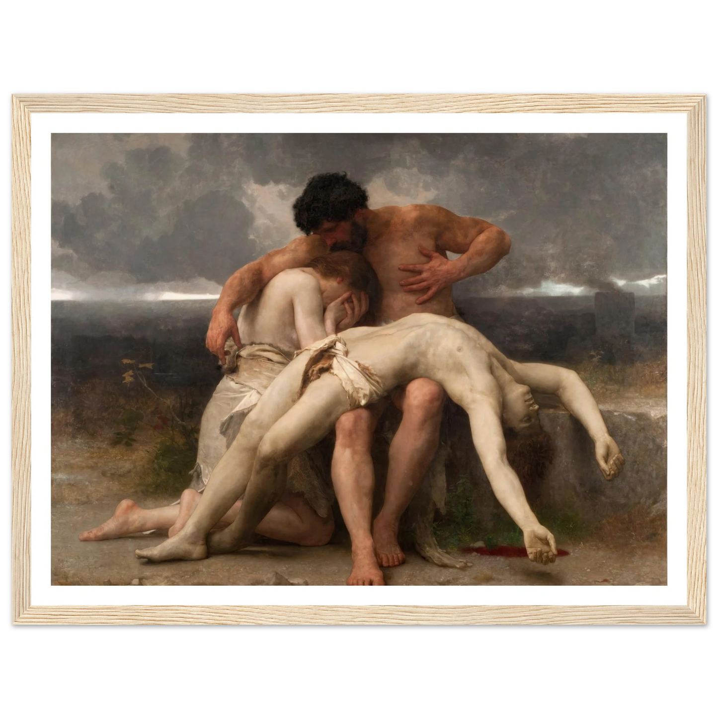 The First Mourning (1888) Art Print | William Bouguereau - Framed Poster - 30x40 cm / 12x16″ - Black frame