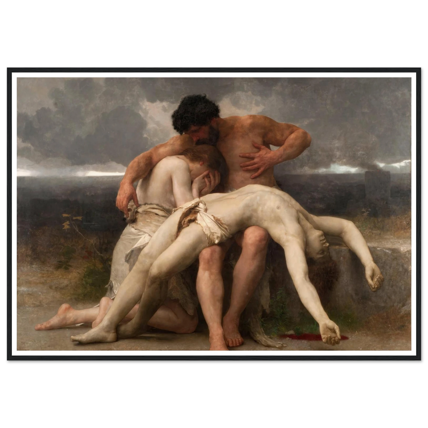 The First Mourning (1888) Art Print | William Bouguereau - Framed Poster - 30x40 cm / 12x16″ - Black frame