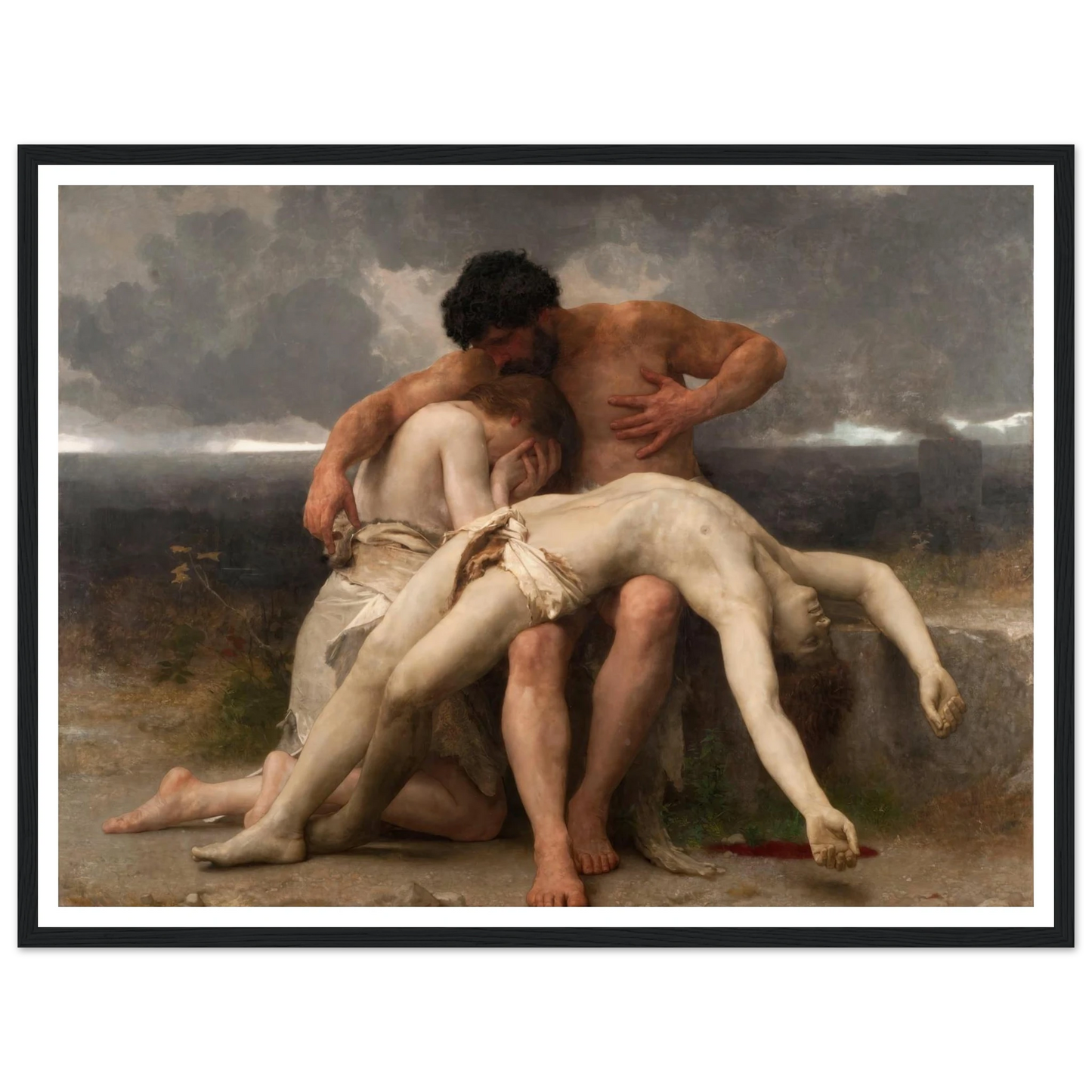 The First Mourning (1888) Art Print | William Bouguereau - Framed Poster - 30x40 cm / 12x16″ - Black frame