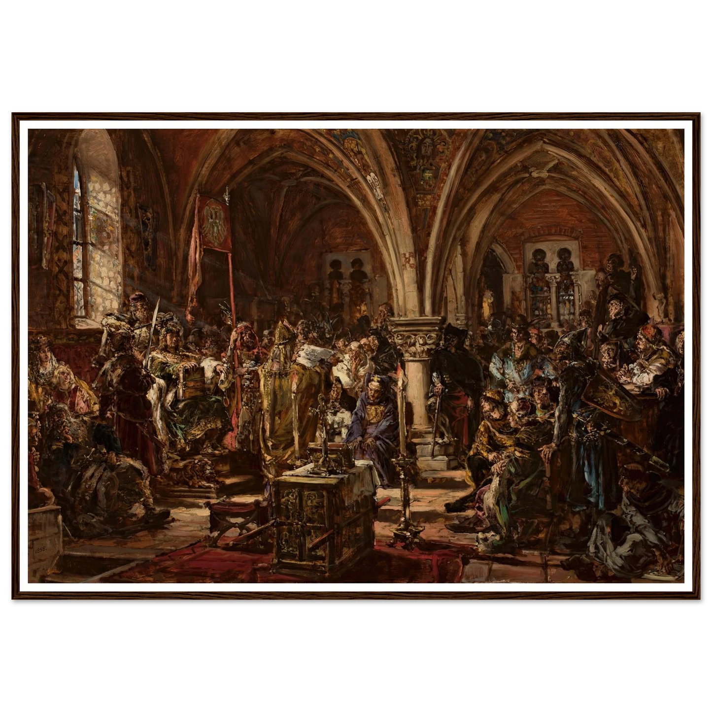 The First Parliament in Łęczyca, from the series “History of Civilization in Poland” (1888) Art Print | Jan Matejko - Framed Poster - 30x40 cm / 12x16″ - Black frame