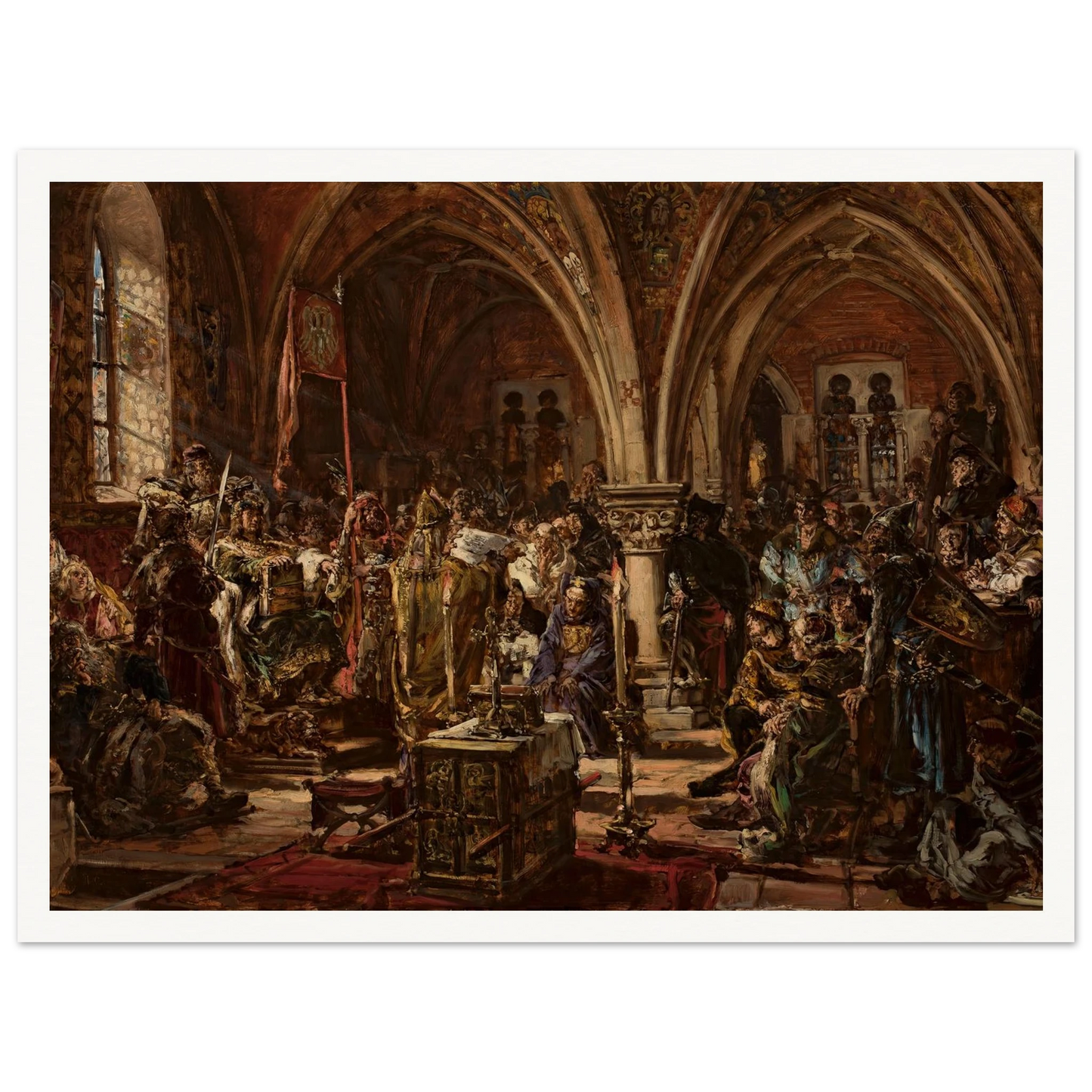 The First Parliament in Łęczyca, from the series “History of Civilization in Poland” (1888) Art Print | Jan Matejko - Framed Poster - 30x40 cm / 12x16″ - Black frame