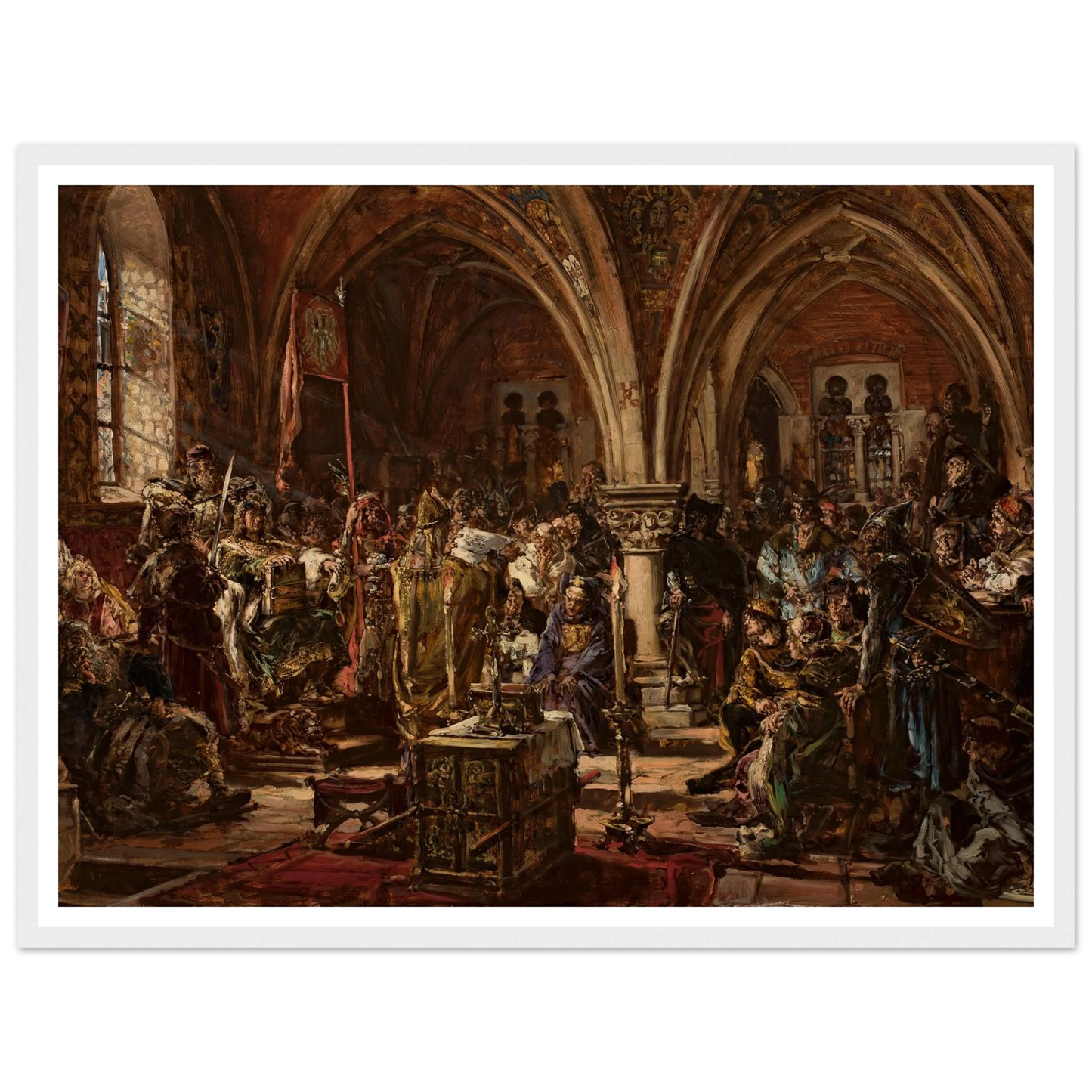 The First Parliament in Łęczyca, from the series “History of Civilization in Poland” (1888) Art Print | Jan Matejko - Framed Poster - 30x40 cm / 12x16″ - Black frame